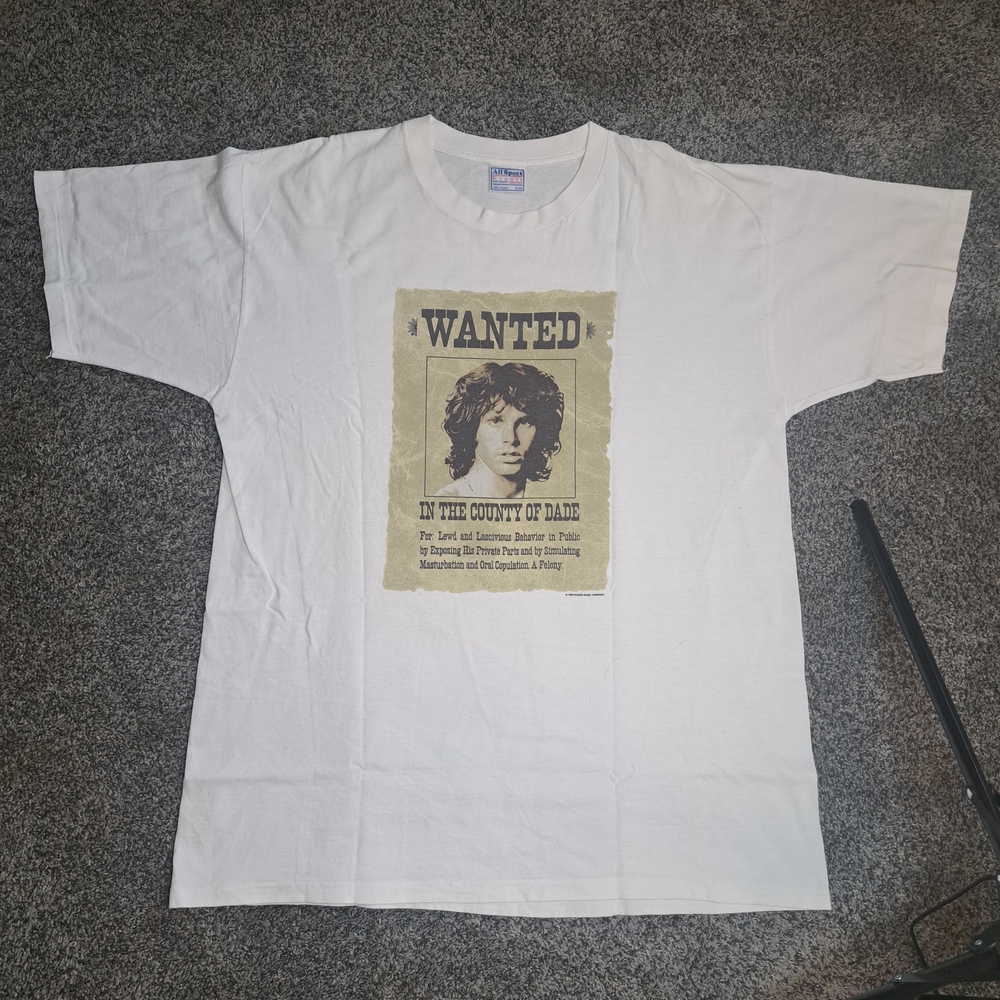 The Doors Vintage 1999 Jim Morrison Wanted Poster Cancelled Tour T-Shirt Size XL